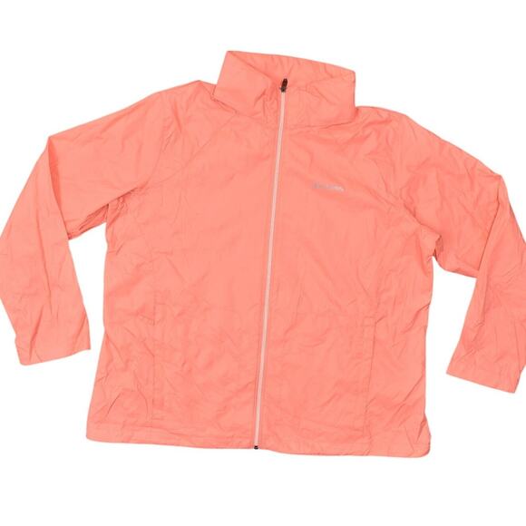 Columbia 2X Plus Pink Windbreaker Jacket Full Zip Solid Pockets Nylon - Picture 1 of 7